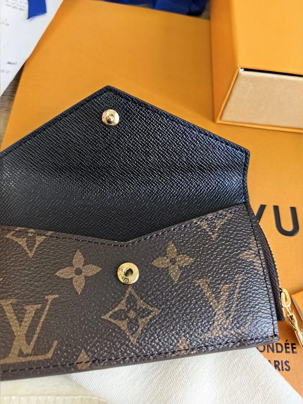 Louis Vuitton Monogram Key Pouch Wallet in Dark Brown with Gold Hardware